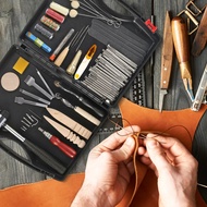 ⭐️【High Quality+In Stock】⭐️128 Pieces Leather Tool Kit Leather Work Tool Leather Tools and Supplies 