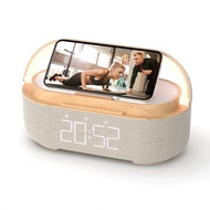 【2023 Upgrade Speaker 】 Digital Alarm Clock FM Radio Bluetooth Speaker Night Light Dimmable LED Display Wireless Speaker