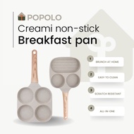 【POPOLO】 3in1/4hole Non-Stick Egg Pan Frying Pan Burger Breakfast Pan PFOA Free Suite All Stove