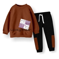 Setelan Joger Anak Perempuan Terbaru Pariasi Warna Warni Gambar Lucky Bear Baju Usia 1-7 Tahun