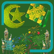 HIASAN HARI RAYA BULAN BINTANG & KETUPAT SAIZE BESAR BERLAMPU / HIASAN RUMAH / DECORATION HARI RAYA