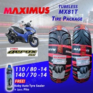 MAXIMUS Tubeless Tires for Yamaha Aerox ( 110/80-14 , 140/70-14 , 1 Set )  Front and Rear Tires Free