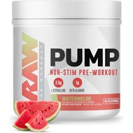RAW Pump Stim Free Pre Workout (Watermelon) - Non-Stimulant Pre Workout Supplement Powder Nitric Oxi