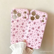 Phone Case Compatible with iPhone 17/16/15/14/13 Pro Max/11 Bow & Floral Soft-Side Protective Cover 