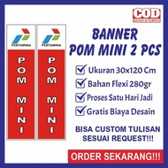 Banner Baner Bener Jual Bensin Pom Mini Pertamini 30x120cm Custom