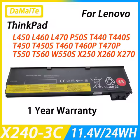 Laptop Battery for Lenovo Thinkpad X270 X260 X240 X240S X250 T450 T470P T440S K2450 W550S 45N1136 45
