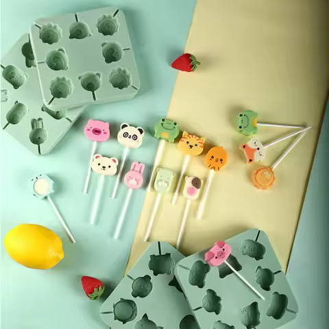 8-hole Animal Lollipop Silicone Mould Baking Pan Cake Bread Mousse Chocolate Chip Cookie Mold Chocol