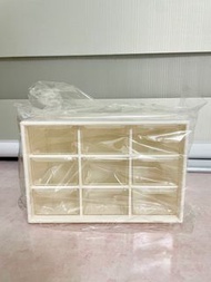 米白色九宮格透明抽屜 收納盒 收納櫃 置物盒
