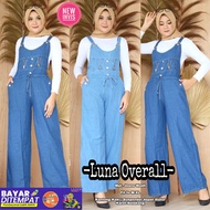 Luna Overall Kulot Jeans - Jumpsuit Wanita - Baju Kodok Muslim Terbaru - No Inner