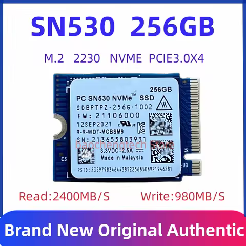 New SN530 256G M.2 2230 WD SN530 SSD 256GB NVMe PCIe Gen3 x4 for Microsoft Surface Pro 7+ 8 Steam De