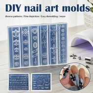 LACHAPELLE DIY Nail Art Silicone Molds 3D Gothic Clear Design Template English U9g2