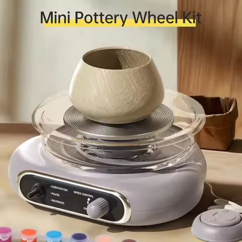 Mini Pottery Wheel Kit for Kids Adults Pottery Clay Art 4.7" Turntable Electric Pottery Wheel w/ Pet