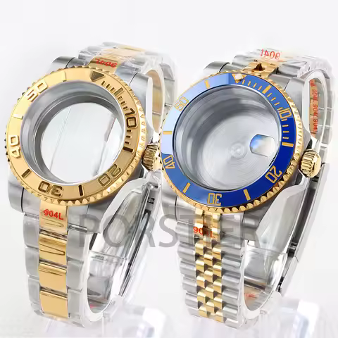 Gold NH35 Watch Case 40mm Sapphire Glass for Seiko NH34 NH35 NH36 NH38 Movement SUB GMT Yacht-Master