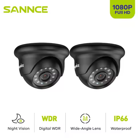 SANNCE 2pcs AHD 1080P HD 2.0MP CCTV Security Cameras H.264 Waterproof Indoor/ Outdoor Dome Surveilla