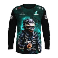 Mercedes MG Long Sleeve T-shirt Lewis Hamilton Black Olive Green
