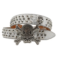 New Bat Buckle Rhinestone Belt BB Belt Original Design Skull Belt