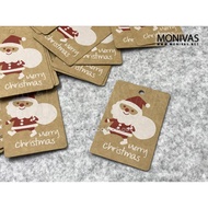 Santa Claus Christmas Gift Tags Kraft Rectangle Printed Mini Cards (10pcs)