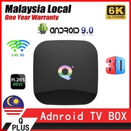 【Full Apps】New Q+ TV Box 4GB 64GB Android 9 H616 2.4G WiFi HDR 6K/4K 1080P 60fps Hardward 3D graphics acceleration Q plus Smart Android Streaming Media TV Box