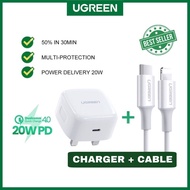 UGREEN 20W 30W PD Fast USB Charger Quick Charge 4.0 3.0 Charger Cable Type-C Android