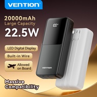 Vention 22.5W PowerBank 20000mAh Built in Dual Fast Charging Cable Power Bank Portable Battery Charg