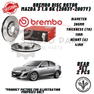 MAZDA 3 1.6 BK (2003Y-2007Y) REAR 100% BREMBO BRAKE DISC ROTOR (PCD 114.3)