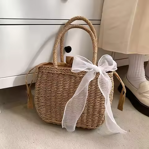 Straw Bags for Women Summer Rattan Bag Handmade Woven Beach Bag Bohemia Handbag Bolsos Fashion Ratta