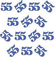 Double Side Blue Glitter Paper Numbrer 55 Confetti 55 Paper Scatter Table Confetti for 55th Birthday