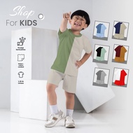 ALI ASH Two Tone Kids T-Shirt Set Ages 1-10 Years Color Block 2 Colors