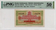 Uang Kuno Straits Settlement 10 Cents 1919 (PMG 50 AU)