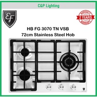 EF 72cm Flush Stainless Steel 3 Burner Cooker Hob Gas Stove HB FG 3070 TN VSB