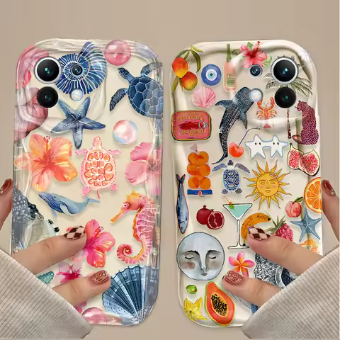 Ocean Animals Turtle Case For Xiaomi Poco X7 X6 X5 X3 F6 F5 NFC F3 M6 Pro 4G Mi 13 12 11 Lite 5G 14 
