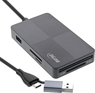 InLine USB 3.2 Multi Card Reader Hub Card Reader for SD/TF/MS/XD/CF, 3-Port USB-A, 5Gb/s, Dual USB-C