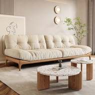 ST/ Internet Celebrity Cloud Sofa Solid Wood Nordic Living Room Small Apartment Rental Room Cream Silent Wind Rental Hou