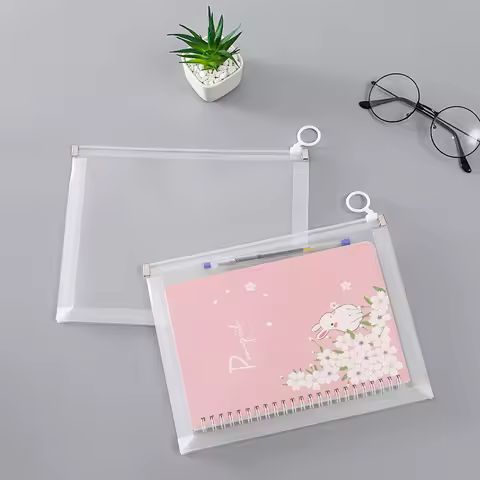 A4/A5/B6 Zipper Pouch Clear Document Bag Book File Folders Stationery Pencil Case Storage Bags Cosme