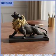 Golden Resin Lion Sculpture Modern Office Desk Statuette Interior Figurine for Reception Centerpiece