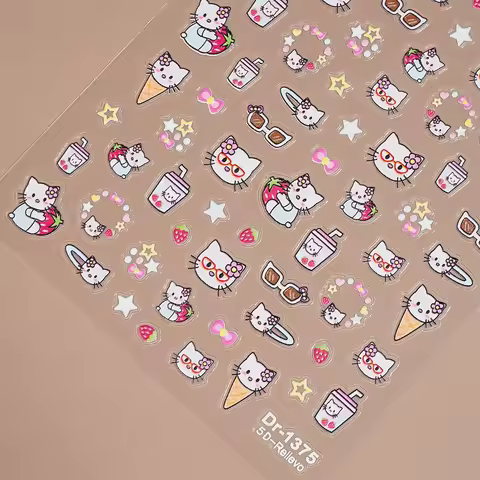 1PCS Sanrio Nail Stickers Hello Kitty Little Twin Stars Self-adhesive Nail Accessories Pochacco Cute