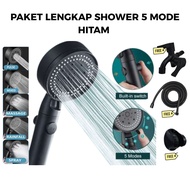 5 In 1 Shower Head Set Black Premium Shower Head 5 Mode Adjustable With Flexible Hose