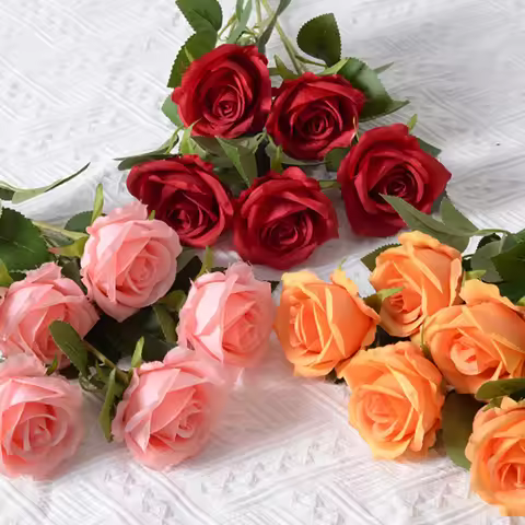 3/5/10/20pcs Silk Artificial Roses Flowers Bouquet Beautiful Fake Roses for Wedding Home Decor Fake 