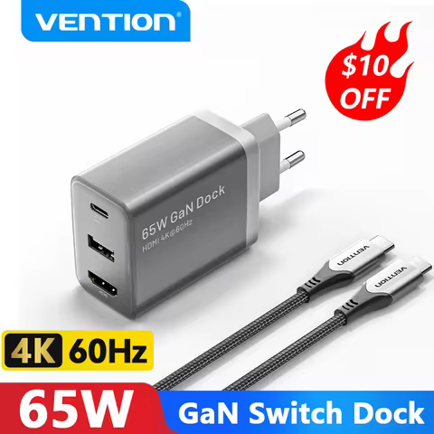 Vention Switch Dock Charger for Nintendo Switch PD 65W GaN Fast Charger for TV 4K HDMI Android Smart