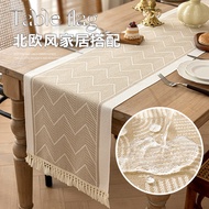 2/4/6/8 Seater Nordic Light Luxury Table Runner Waterproof Tassels Table Cloth Thicken Table Runner 