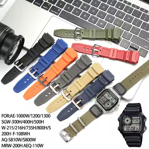 Rubber Strap For Casio AE-1000W 1200 AQ-S810/SGW-400H/500H/800H/AEQ-110W Replacement Watch Band Men'