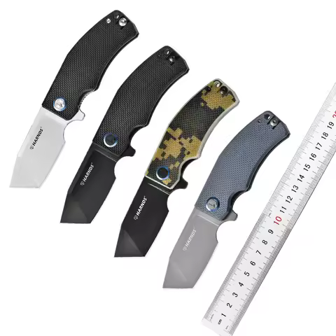 HARNDS Revenant Pocket Knife D2 Steel Folding Knife Tanto Blade EDC Knife with Pocket Clip, G10 Hand