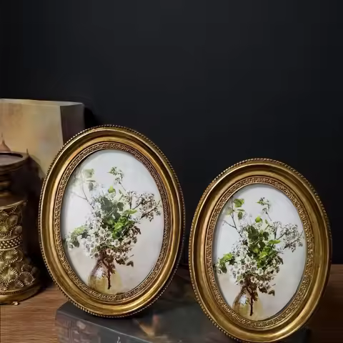 Retro Oval Photo Frame Table Living Room Sofa Bedroom Decoration Picture Frame Photo Frame Wall Deco