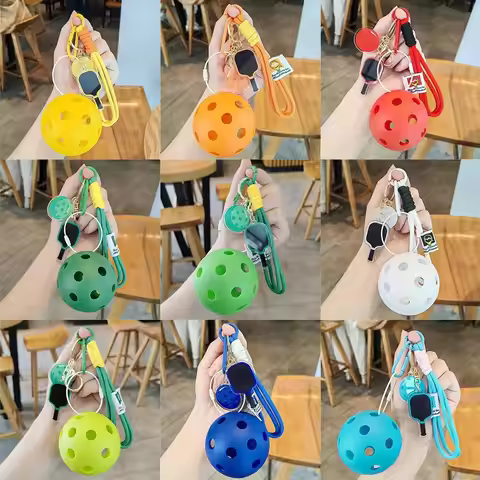 Acrylic Pickleball Paddle Keychain Detachable with Lanyard Pickleball Racket Pendant Fitness Series 