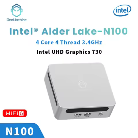 Genmachine Mini PC Intel Alder Lake N100 Windows 11 Mini PC 8/16/32G DDR4 256/512/1T PCIe M.2 SSD Wi