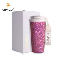 CIVAGO Ti（17oz）​แก้วเดินทางกาแฟไทเทเนียมบริสุทธิ์หรูหราพร้อมกล่องของขวัญผู้ชายและผู้หญิงถ้วยฉนวน