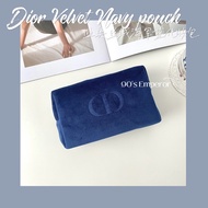 【READYSTOCK】Dior_ Velvet Navy Blue Gold Makeup Bag Pouch Organizers 2022 VIP free Gift Limited Editi