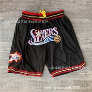 Basketball Trousers 76ers JUST DON Joint Shorts - Black Blue Ball Sports Pants Ebay 【RY】