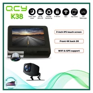 QCY K38 Hidden Series 4K + 2K Ultra HD Dash Cam For Car Front And Rear HD Car Recorder DVR Driving