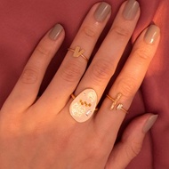 The Fossil 化石系列 純銀鍍金開口戒指 (單只)